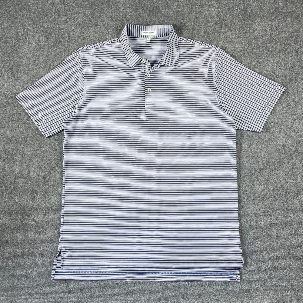 Peter Millar Summer Comfort Performance Shirt Golf Stripe Navy Mens Large